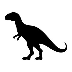 A silhouette of a Tyrannosaurus Rex dinosaur against a white background