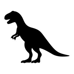 Silhouette of a Tyrannosaurus Rex prehistoric animal on a white background