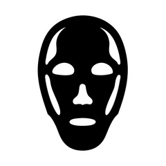 Minimalist Black Face Mask Illustration with White Contours on White Background