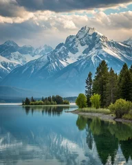 Fototapete Rund landscape with lake © juliaprusskaya1610