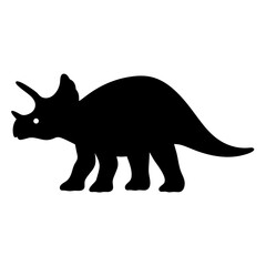 Silhouette of a Triceratops Dinosaur with Horns and Frill