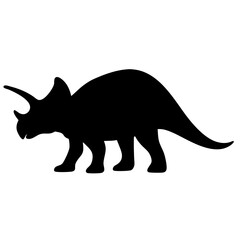 Silhouette of a Triceratops dinosaur with prominent horns and frill, prehistoric animal