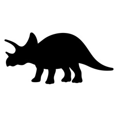 Silhouette of a Triceratops Dinosaur, prehistoric, fossil representation on white