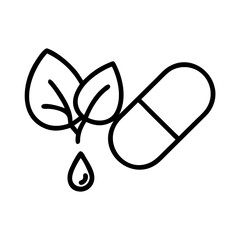 capsule and herbal droplet on transparent background for web and graphic design