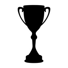 Black silhouette of a trophy cup symbolizing victory and success on white