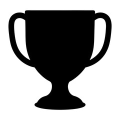 A bold silhouette of a classic trophy cup representing victory and achievement
