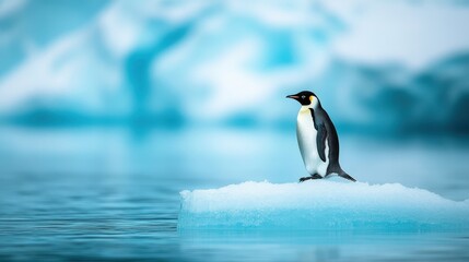 Fototapeta premium emperor penguin on ice floe in antarctica