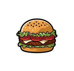 Burger vector illustration isolated on white.