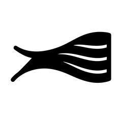 Stylized black banner or flag design with wavy lines and two tails