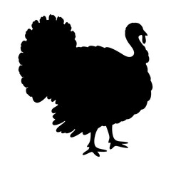 Silhouette of a majestic turkey, symbolizing thanksgiving and fall festivities, Isolated