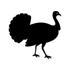 Silhouette of a stately turkey in profile, ready for Thanksgiving dinner