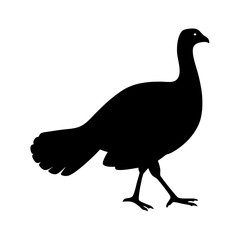 Silhouette of a standing turkey with clean lines and simplistic design
