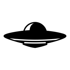 Monochromatic depiction of a classic flying saucer, an unidentified flying object