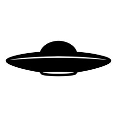 Stylized Silhouette of a Classic Flying Saucer or UFO on White