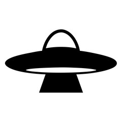 Simple Silhouette of a Flying Saucer Shaped Alien Spacecraft Landing