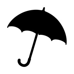 Black Umbrella Silhouette Illustration for Rain Protection and Weather Forecast Design