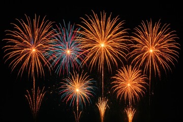 Vibrant fireworks display night.