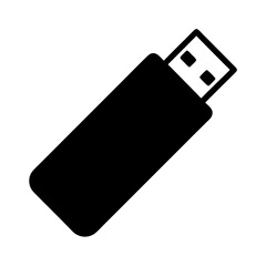 Simple black and white vector illustration of a USB flash drive icon