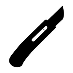 Solid black utility knife icon with sliding blade and ergonomic grip