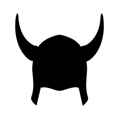 A striking silhouette of a Viking helmet with iconic, bold horns