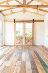Create Vintage Charm Barnstyle Reclaimed Wood Wardrobe with Sliding Doors in Cozy Home