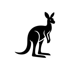Kangaroo black silhouette icon vector isolated on a white background. Jumping kangaroo silhouette