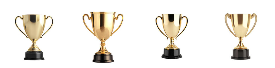 Golden trophies representing awards and victories