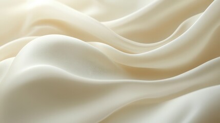 Fototapeta premium Soft, flowing cream fabric drapes elegantly, creating serene backdrop