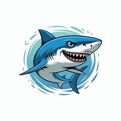 Naklejka premium cartoon shark isolated on white background