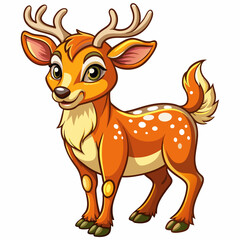 Fototapeta premium Cute Cartoon Deer with Antlers . Wildlife Illustration