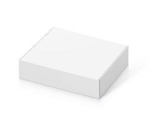Realistic close white mailing box mockup. Half side view. Ready for presentation your product. Vector illustration isolated on white background. EPS10.