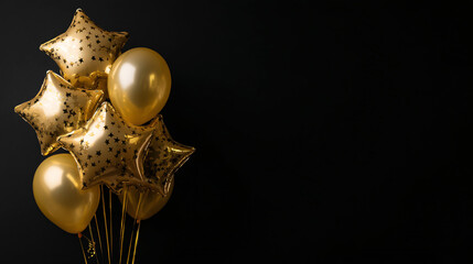 Golden Balloons: A collection of elegant golden balloons and star-shaped foil balloons create a festive atmosphere. A perfect photo for any celebration! 