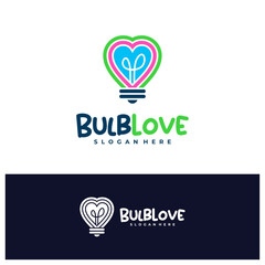 Naklejka premium Bulb Love logo design concept vector. Love Bulb Logo Design Template. Creative Symbol. Icon