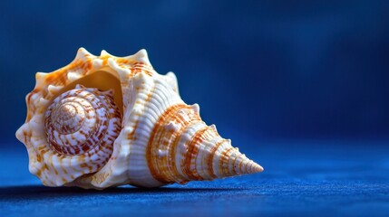 seashell on blue background