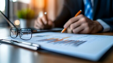 Person Analyzing Financial Report