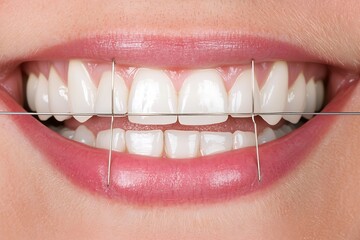 Fototapeta premium Close-Up View of Perfect Smile with Teeth Alignment and Dental Care