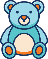 Teddy Bear line icon baby soft toy flat illustration 
