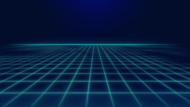 Neon 3d Grid animation loop background 