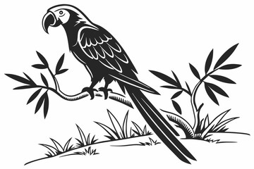 Naklejka premium Flat Parrot Silhouette for Tropical Projects