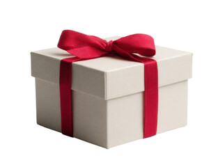 Fototapeta premium Elegant gift box with red ribbon for special occasions on a transparent background, cut out