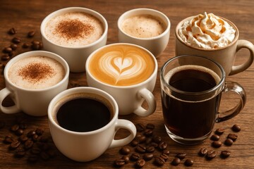 Assorted delicious coffee varieties
