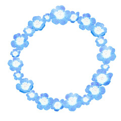 優しい　水彩　ネモフィラ　フレーム　イラスト