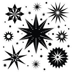 Sparkle Star Icon Set - Vector Stock Illustration. Different forms of stars, constellations, galaxies
