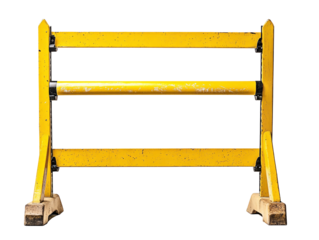 a yellow barricade on a white background