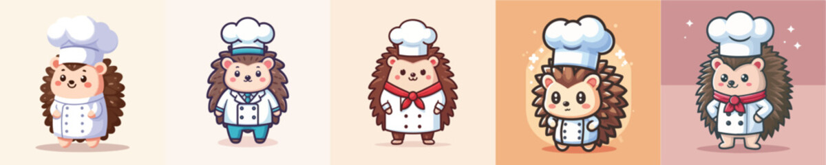 cute hedgehog vector in chef costume
