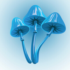 Illustration of blue mushrooms