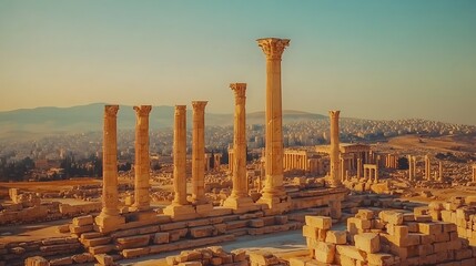 Fototapeta premium Ancient stone columns in historical site