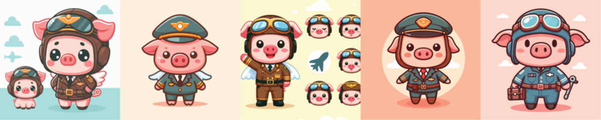 cute pig vector in pilot costume © sarah16blakeyxh2