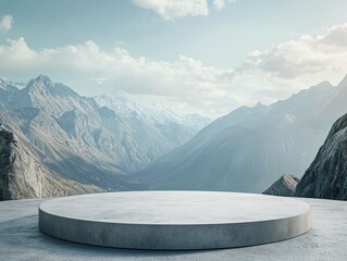 Empty concrete pedestal in the mountains
