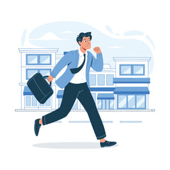businessman running to work carrying a bag design